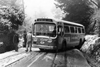 AC Transit bus number 787 during a rare snowstrom in the Oakland hills