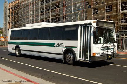 AC Transit bus number 150 in AC Transit colors